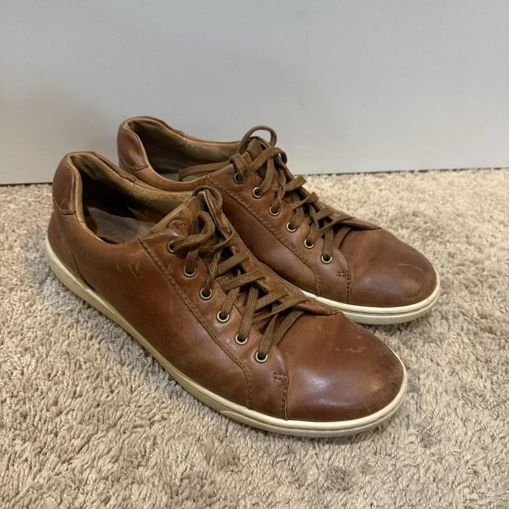 Born Shoes Mens Size 9 Brown Leather Lace Up Casual Comfort Low Top Sneakers